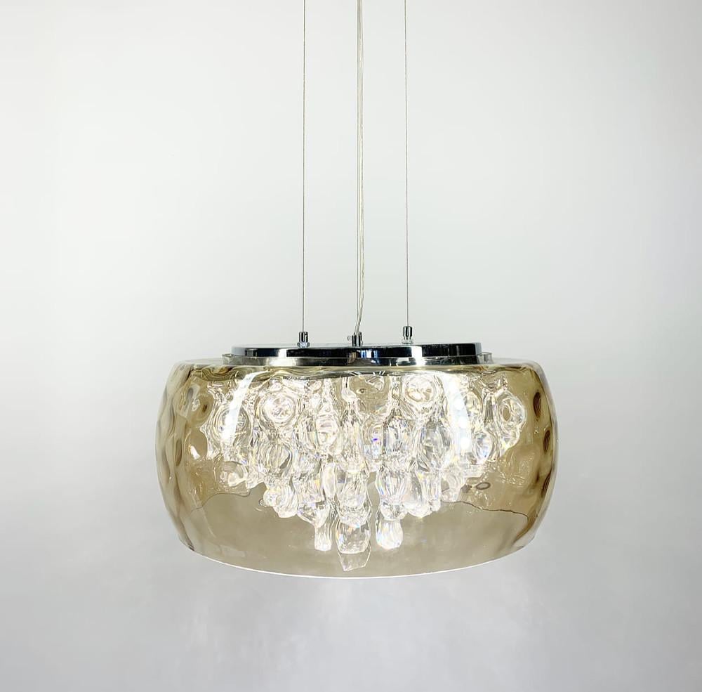 Люстра дизайнерская с каплями Хром/Янтарь (0822 L)
