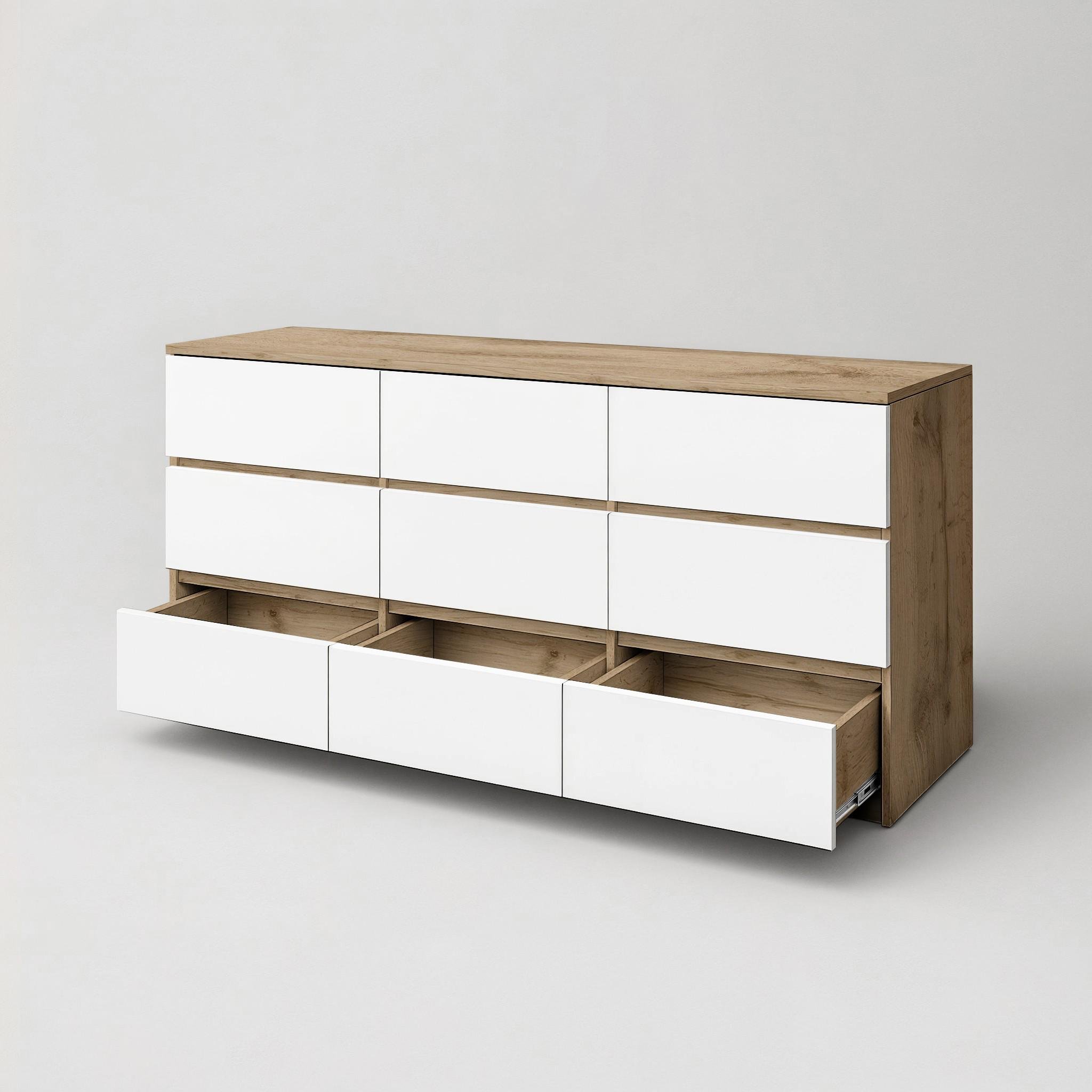 Комод на 9 ящиков без ручек Afina 1600х370х750 мм Дуб Аппалачи/Белый - фото 3