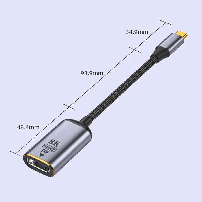 Адаптер двунаправленный U&P USB 3.1 Type-C-DisplayPort 1.4 8K 60Hz 0,2 м Grey (SSE-CA11-GY) - фото 2