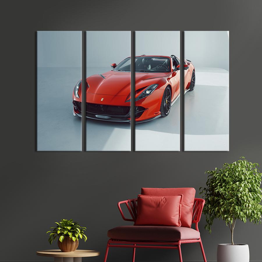 Картина на холсте Алый суперкар Ferrari 812 GTS 209x133 см (1374-41)