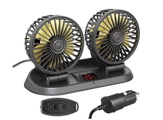 Вентилятор автомобільний від прикурювача 12-24v подвійний з регулюванням швидкості та термометром (2375970930) Вентилятор автомобільний від прикурювача 12-24v подвійний з регулюванням швидкості та термометром (2375970930)