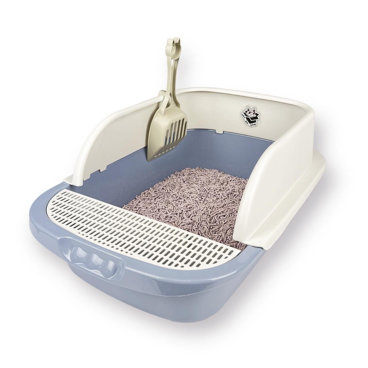 Лоток для котов CAT IN BOX с лопаткой 52х36х21,5 см Голубой (18553370) - фото 1