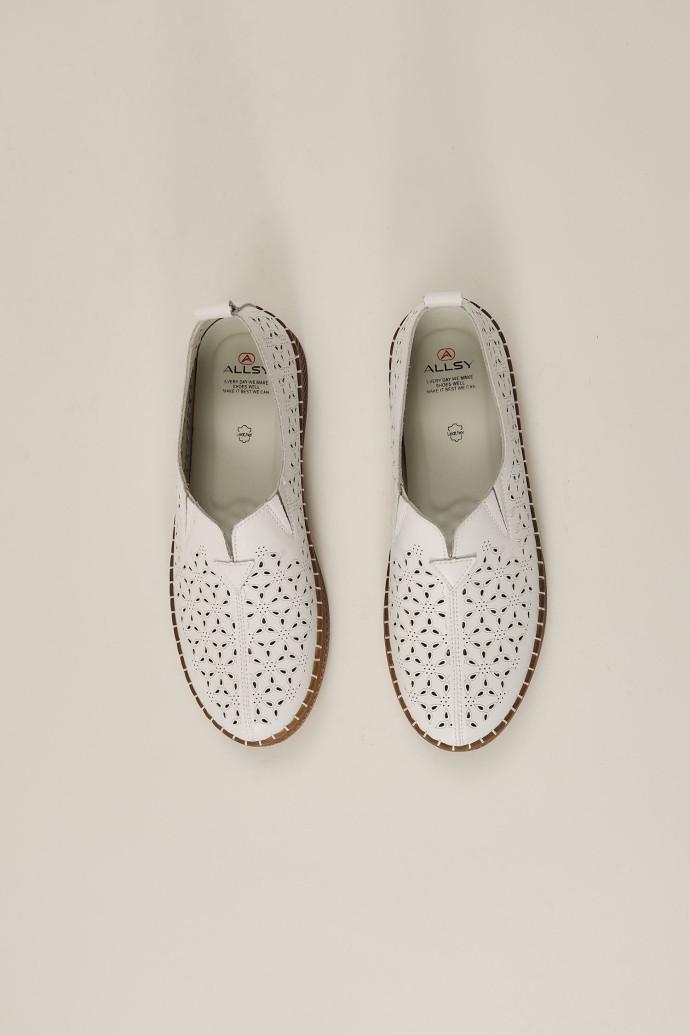 Мокасини жіночі ALLSY шкіряні р. 39 Білий (195195) - фото 5