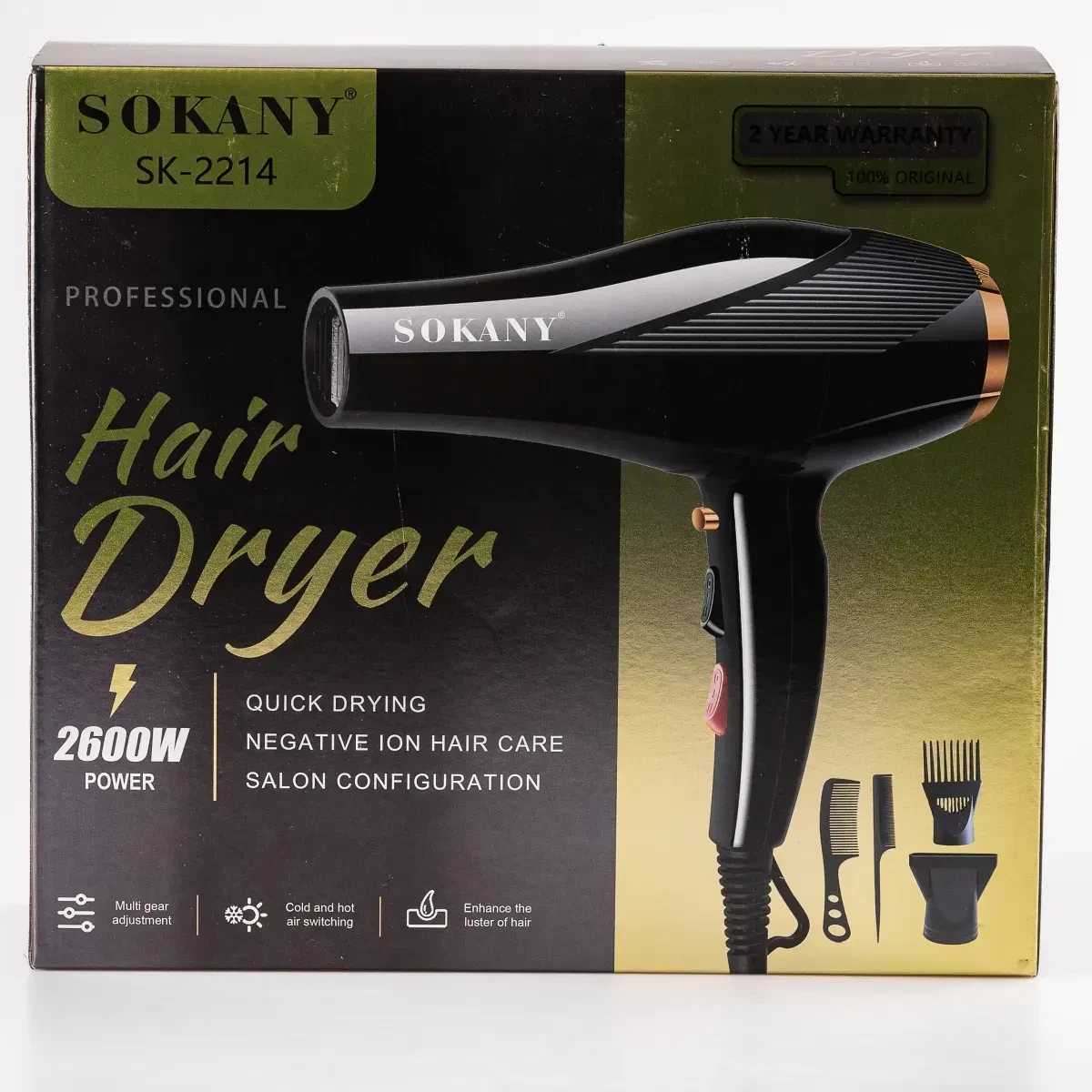 Фен для волос Sokany SK-2214 с насадками/ионизацией и холодным воздухом 2600 Вт (7413) - фото 10