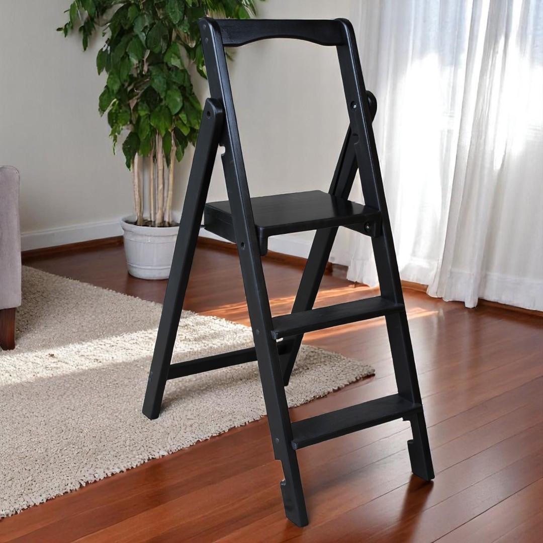 Стремянка-лестница деревянная Студія Дерева Вільха Скини бытовая 3 ступеньки Черный (31002907)