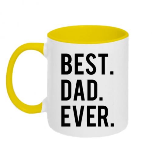 Чашка двухцветная "Best. Dad. Ever." 320 мл Белый с желтым (6284964-34-126129) - фото 1