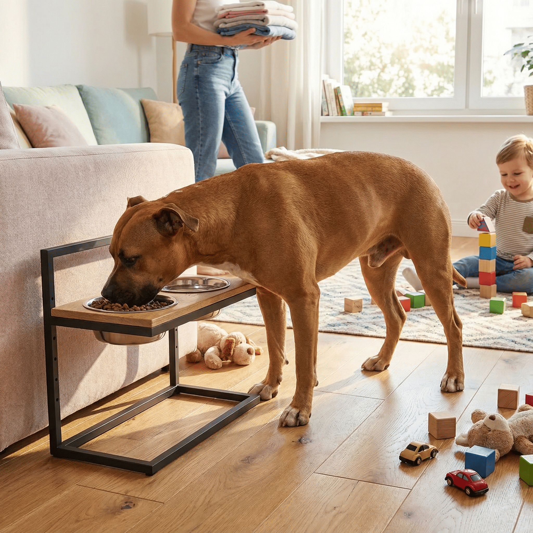 Миски на регулируемой подставке для больших собак Hollky Flex L 2х1,8 л (FL-502850-GRNT)