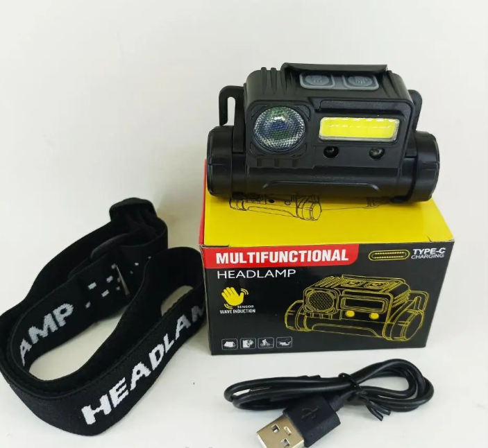 Фонарь налобный Bailong BL 123 XPE + COB USB с датчиком движения - фото 8