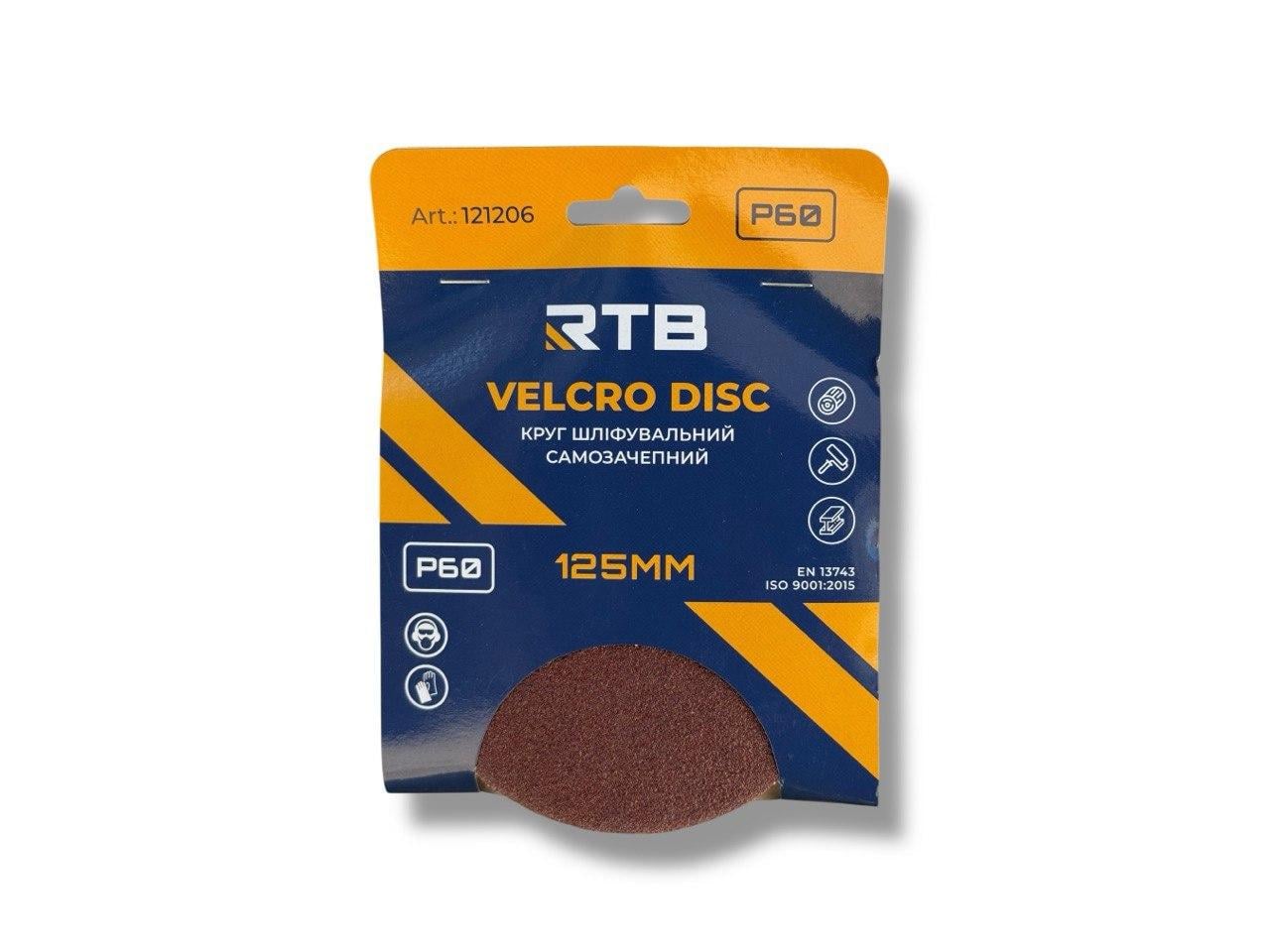 Круг шлифовальный RTB на липучке Р60 125 мм 10 шт. (31642169)