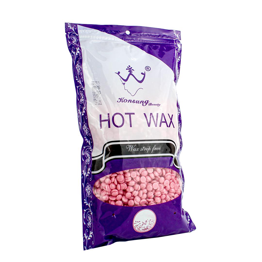 Віск для депіляції Konsung Hot Wax в гранулах 500 г Рожевий