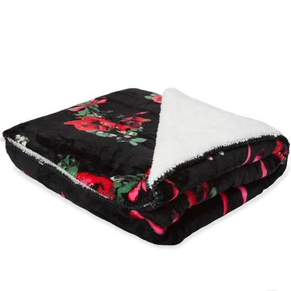 Плед Victoria's Secret Cozy-Fleece Blanket флісовий Чорний з квітами (23120805) - фото 2