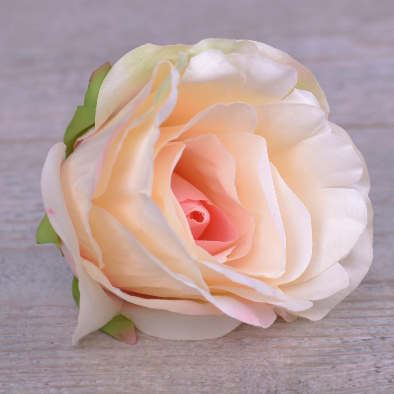 Искусственные цветы Головка розы аква Белый/Розовый (1907-17)