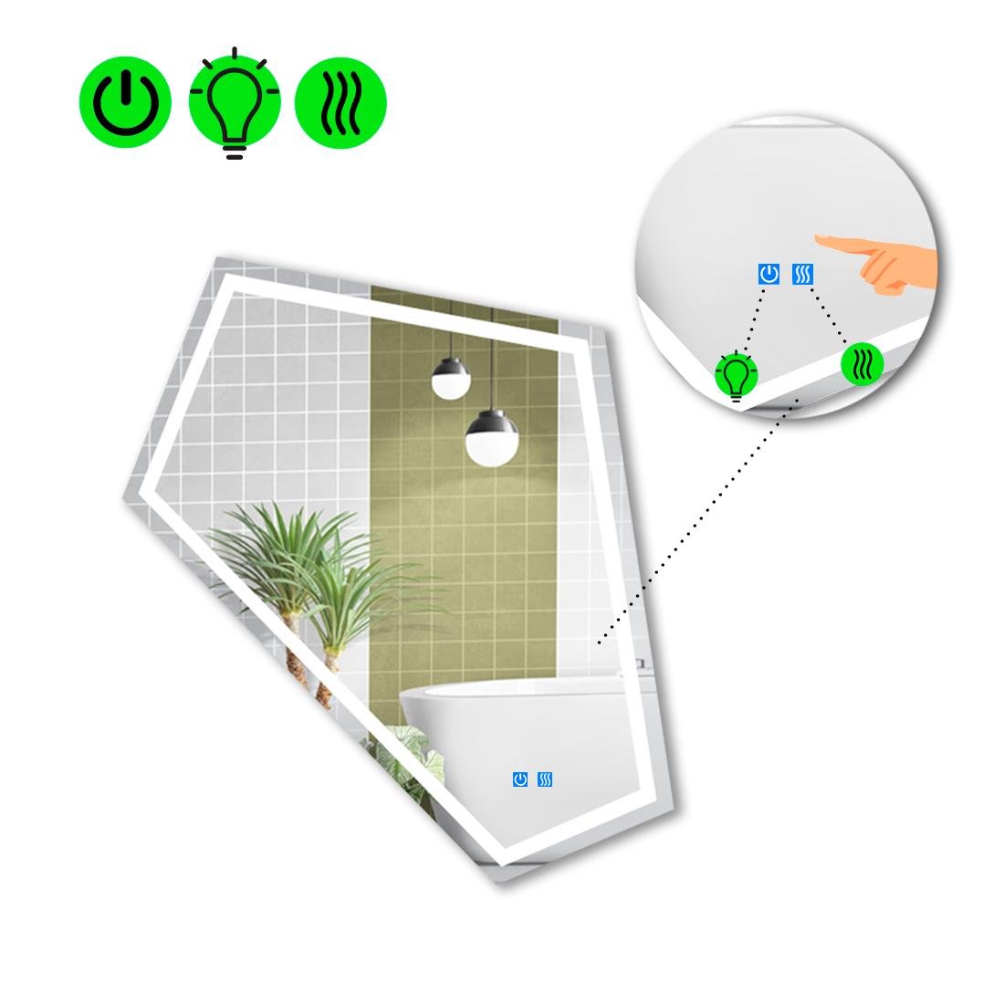 Дзеркало з LED підсвіткою Modulo 1 із двома сенсорами 80x68 см (8738276)