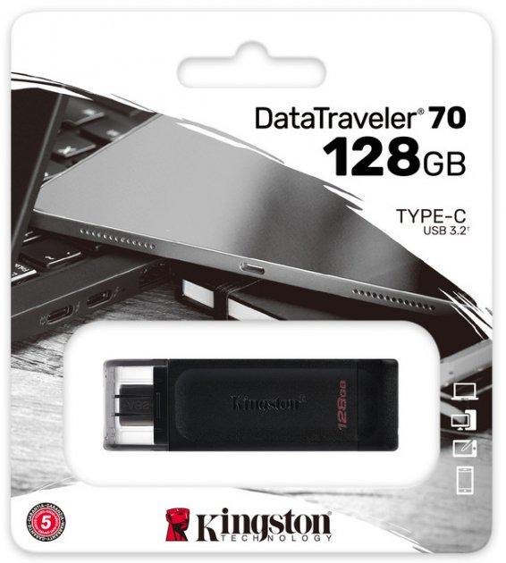 Флэш-память Kingston DT70 USB Type-C 128 Gb Черный (568136) - фото 4