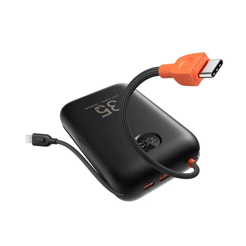 Повербанк VEGER Built-In 2 cables Ultra Mini 30000 mAh Black (20886)