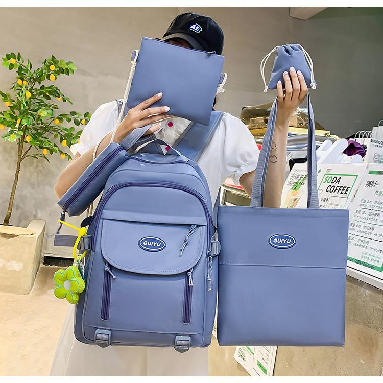 Школьный рюкзак для девочки GUIYU 5в1 5-11 класс Голубой (27668071) - фото 2