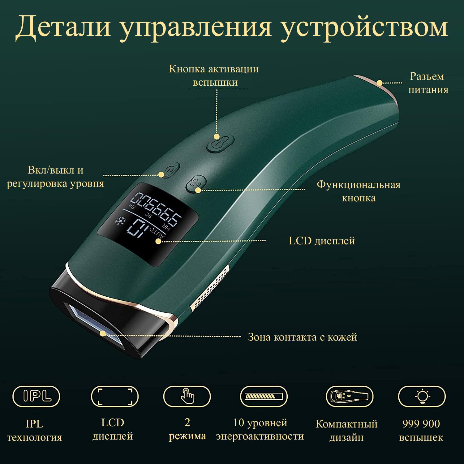 Фотоэпилятор IPL 999900 вспышек с LED экраном 10 уровней (Beauty - 05) - фото 5