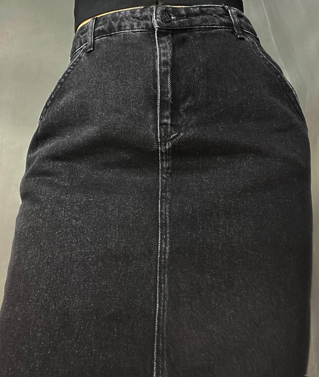 Спідниця жіноча Zeo Basic 3810 джинсова розрізи по боках довга р. 32 Чорний (1163) - фото 9