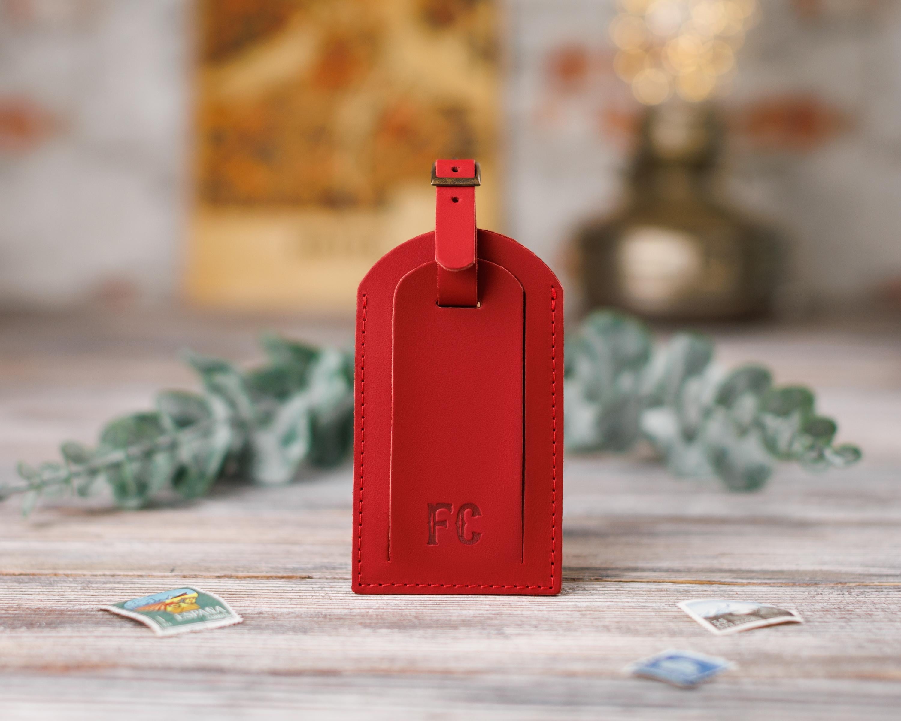 Бірка шкіряна для сумки/багажу з персоналізацією Червоний (116703)