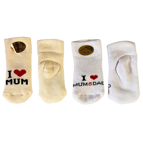 Носки для новорожденных I Love Mum and Dad от 0 до 6 месяцев 2 пары (648)