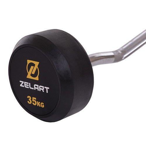 Штанга фіксована вигнута Rubber Coated Barbell Zelart TA-2687 35 кг Чорний (58363067) - фото 3