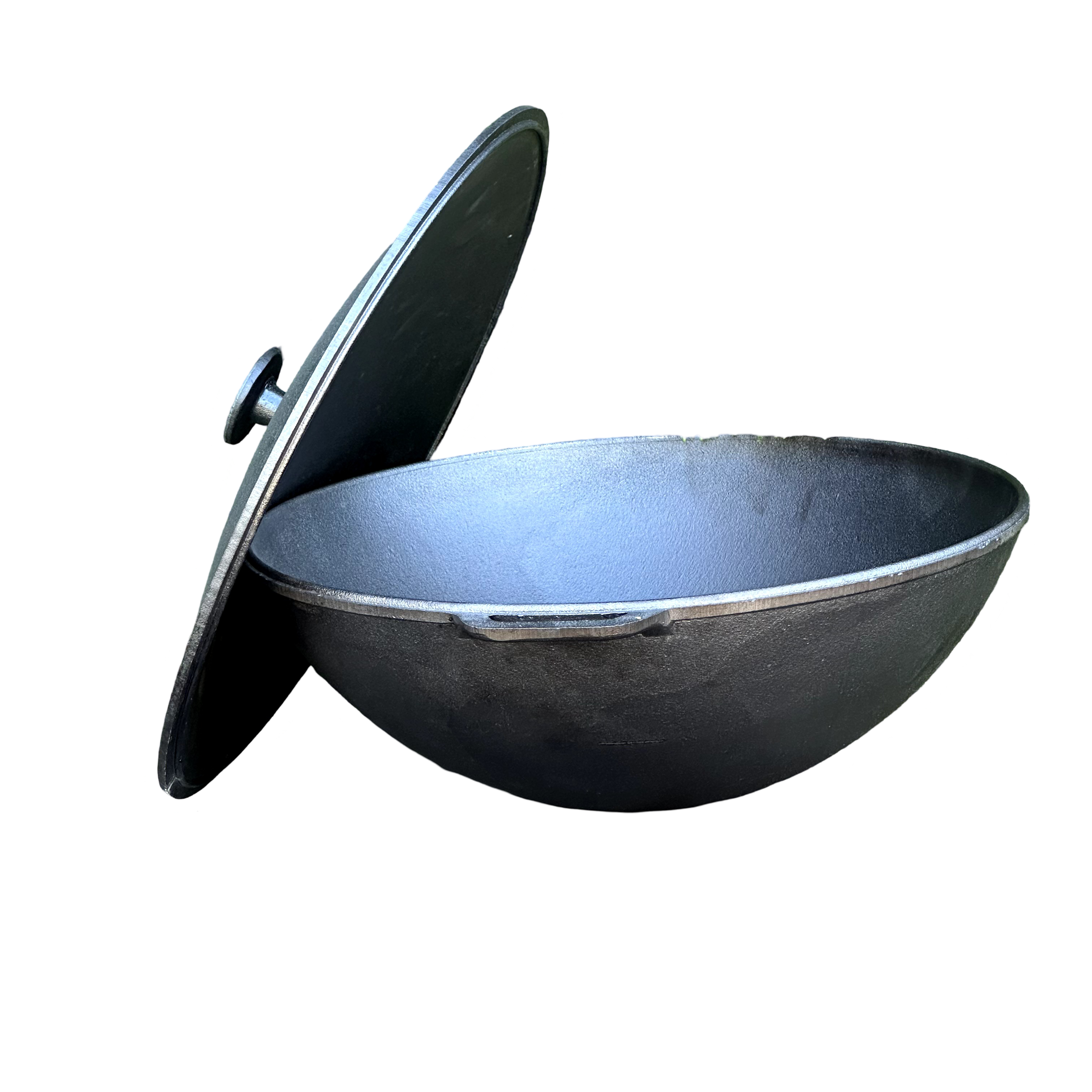 Сковорода для відкритого вогню WOK-08 чавунна на 8 л з кришкою Сірий (136-17-4827005590871) - фото 3 Сковорода для відкритого вогню WOK-08 чавунна на 8 л з кришкою Сірий (136-17-4827005590871) - фото 3