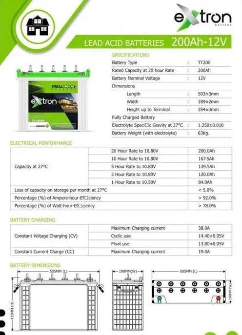 Тяговый аккумулятор Extron Battery IT-200AH 12 V-200Ah - фото 3