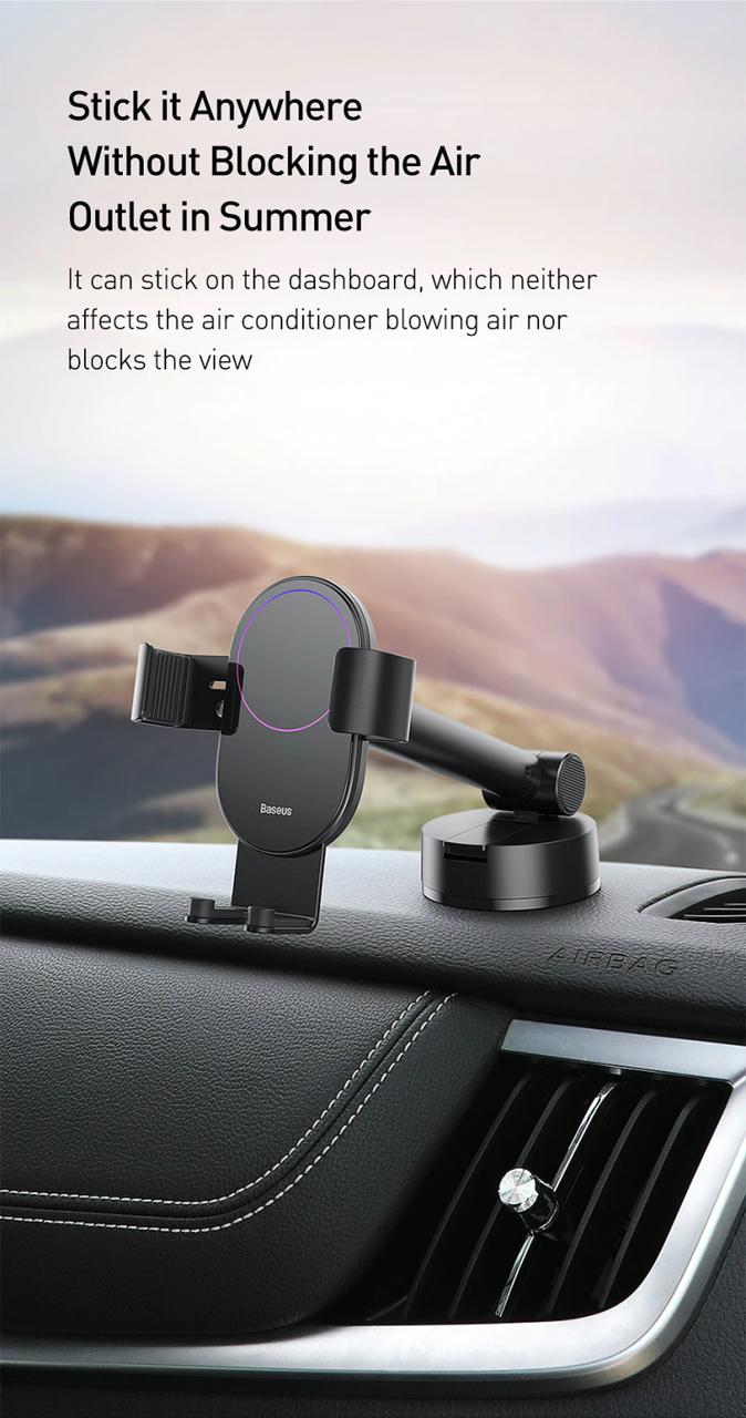 Тримач для телефону BASEUS Simplism gravity car mount в машину Black - фото 9