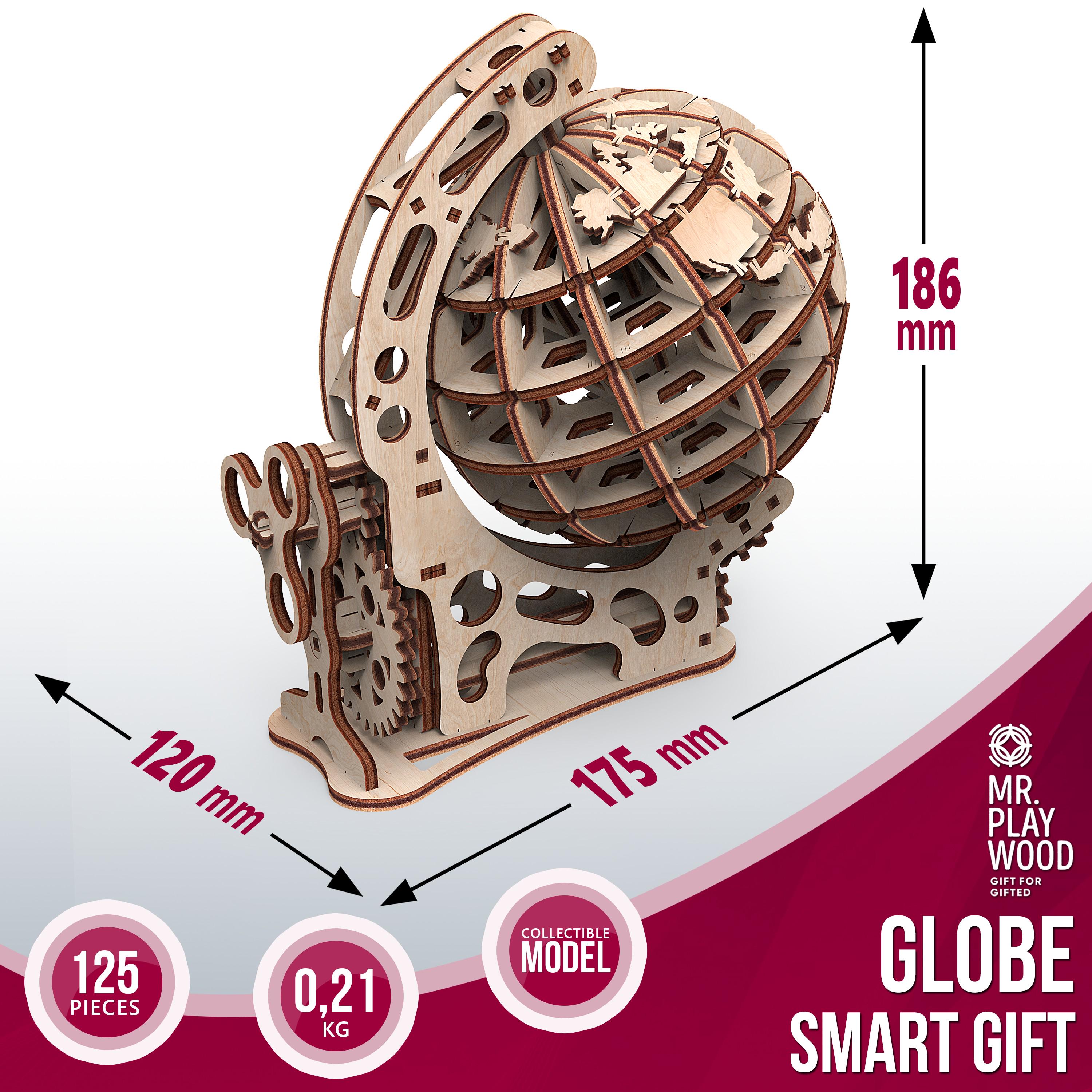 Конструктор дерев'яний Mr Playwood Об'ємний глобус (10203) - фото 6 Конструктор дерев'яний Mr Playwood Об'ємний глобус (10203) - фото 6