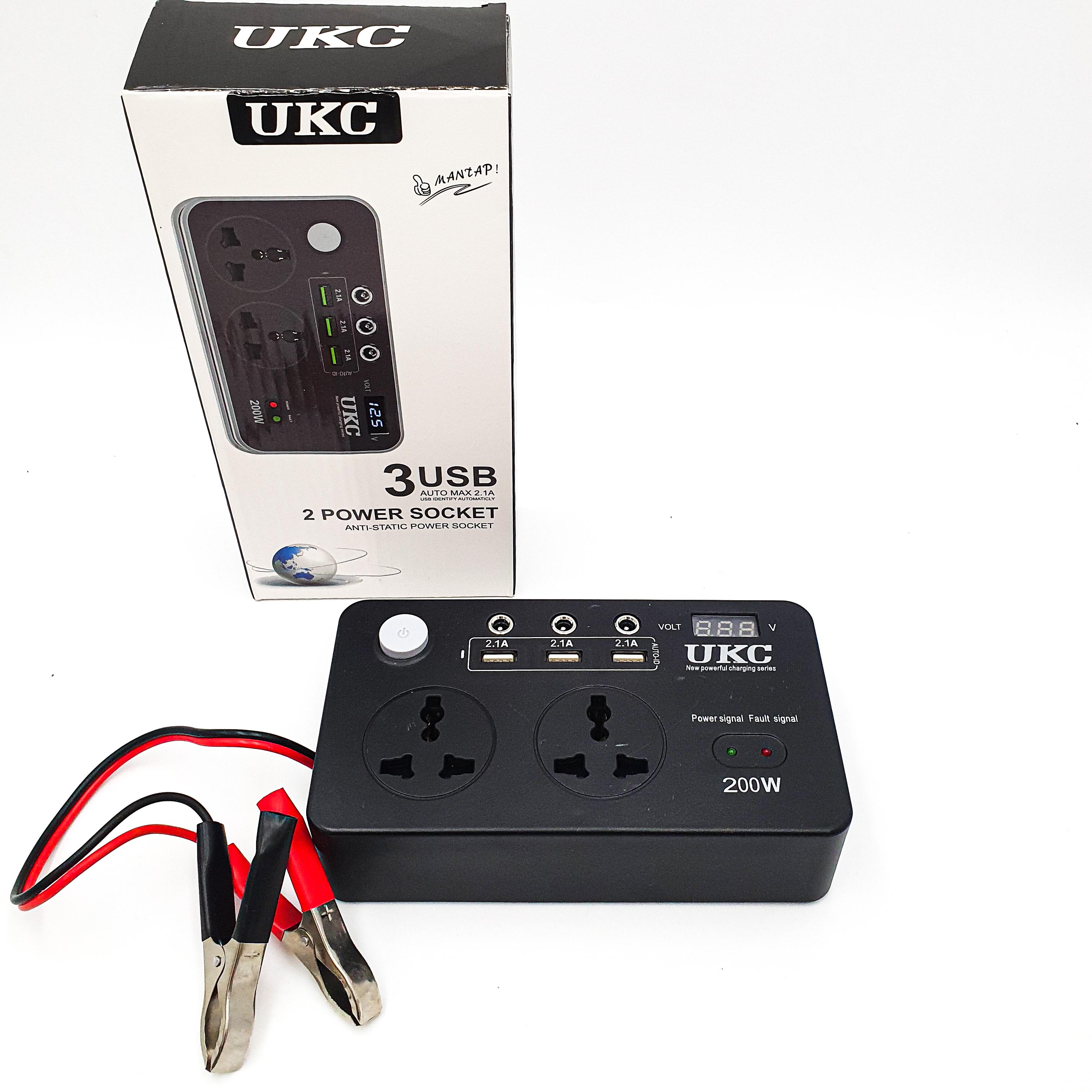 Перетворювач авто інвертор 12V-220V 200W з екраном 3 USB 2 розетки 3 порту 5.5х2.5 UKC 7064 - фото 5