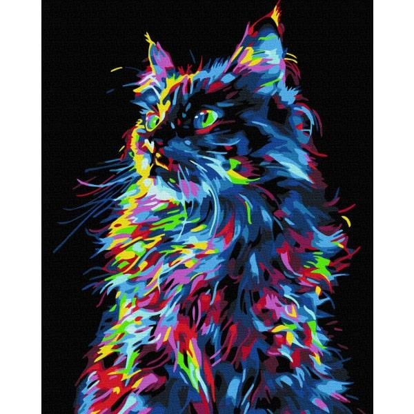 Картина по номерам BrushMe Магический котик BSB0021 с флуоресцентными красками на черном холсте 40x50 см (2322610997)