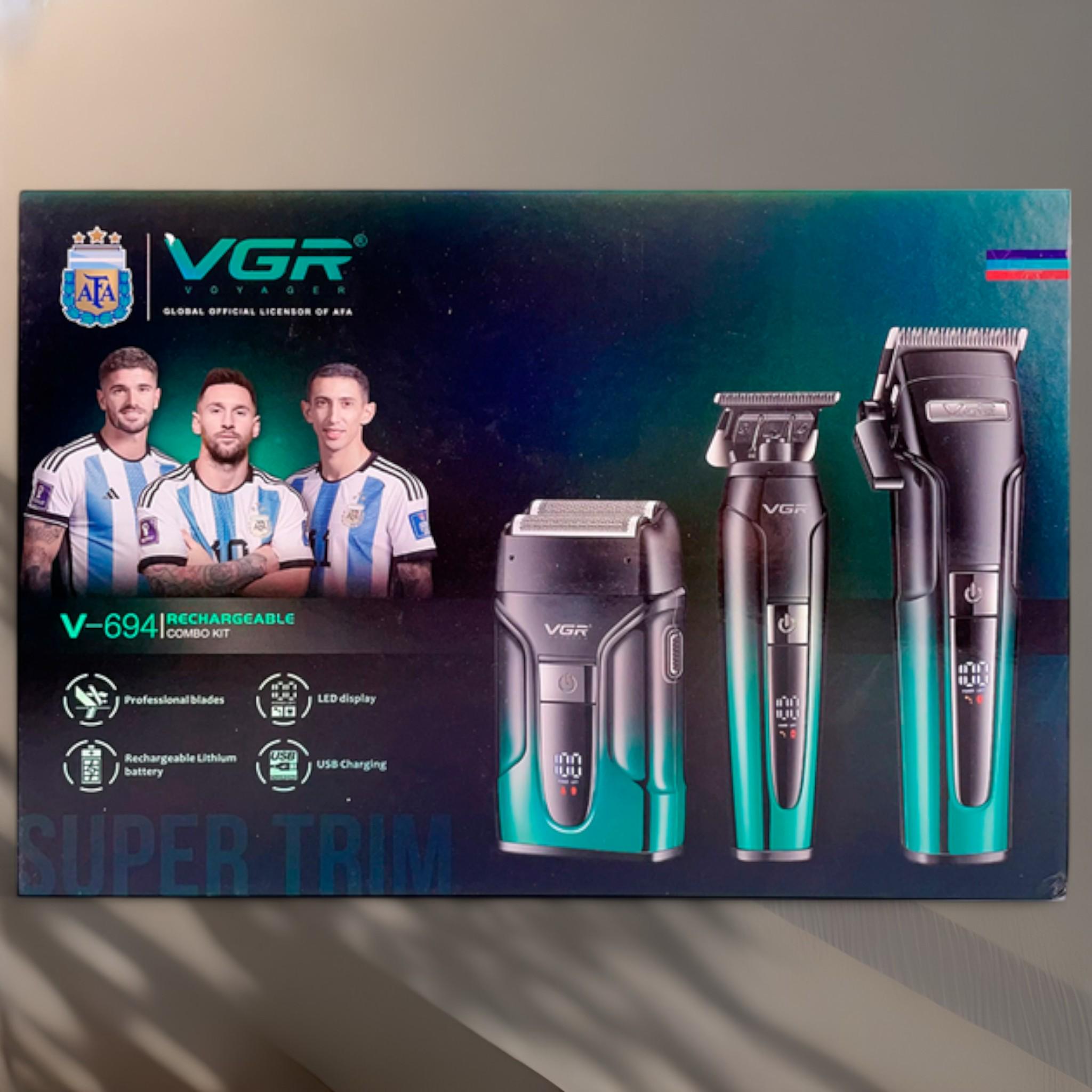 Набор VGR 3в1 V-694 Машинка для стрижки аккумуляторная clipper/триммер/электробритва Blue (E_V-694Blue) - фото 7 Набор VGR 3в1 V-694 Машинка для стрижки аккумуляторная clipper/триммер/электробритва Blue (E_V-694Blue) - фото 7