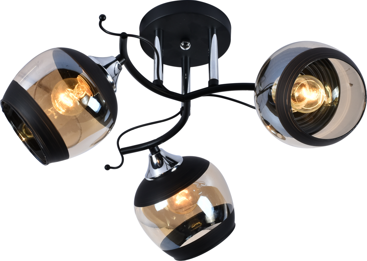 Люстра стельова Light House SRS-20740/3 плафон чорний/прозорий Чорний/Хром