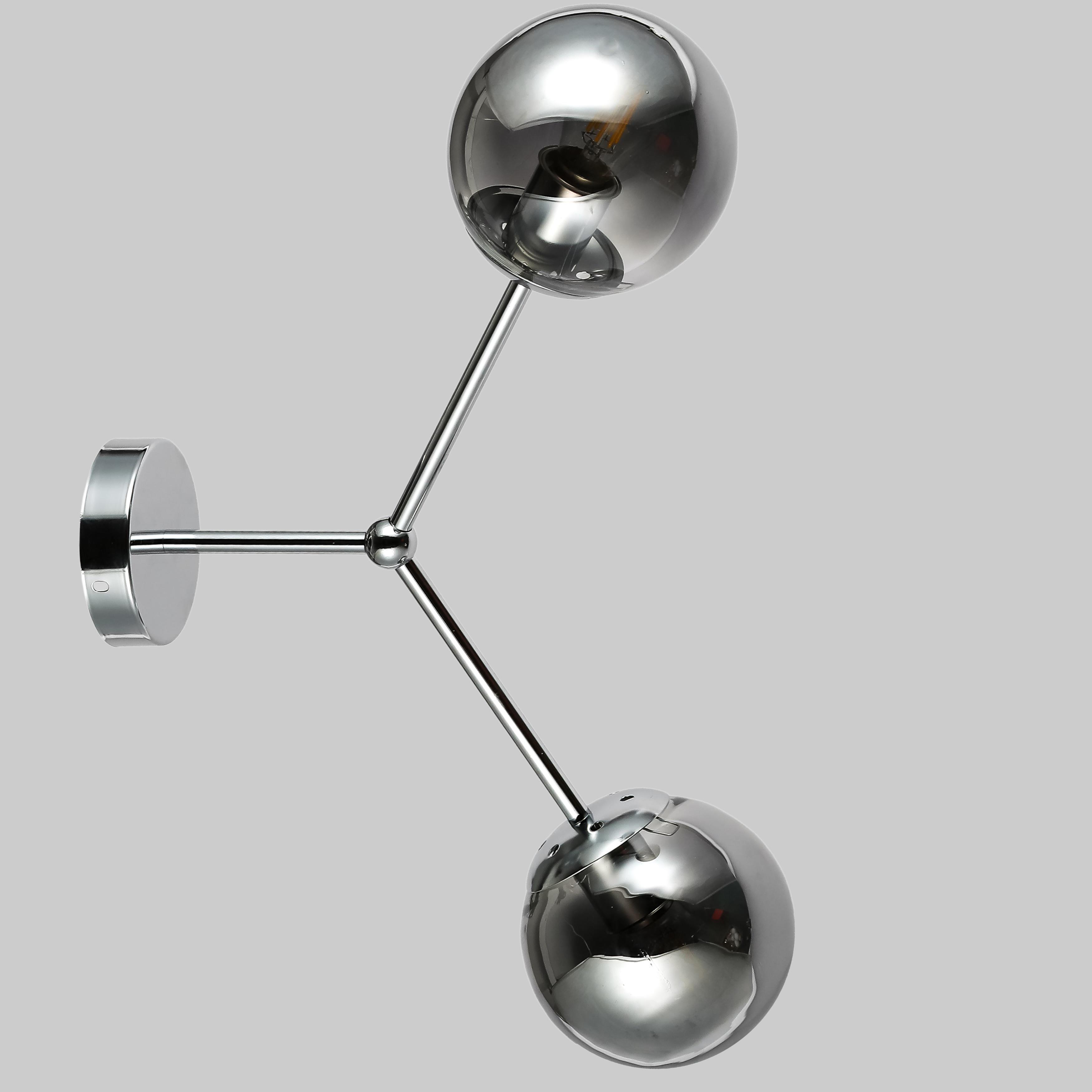 Светильник/бра настенный с двумя плафонами (52-W9811-2 CR+BK)