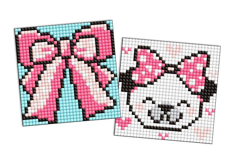 Алмазная мозаика на стикере Ideyka Бантик из 2 сюжетов 9х9 см (Id-AMS1055)