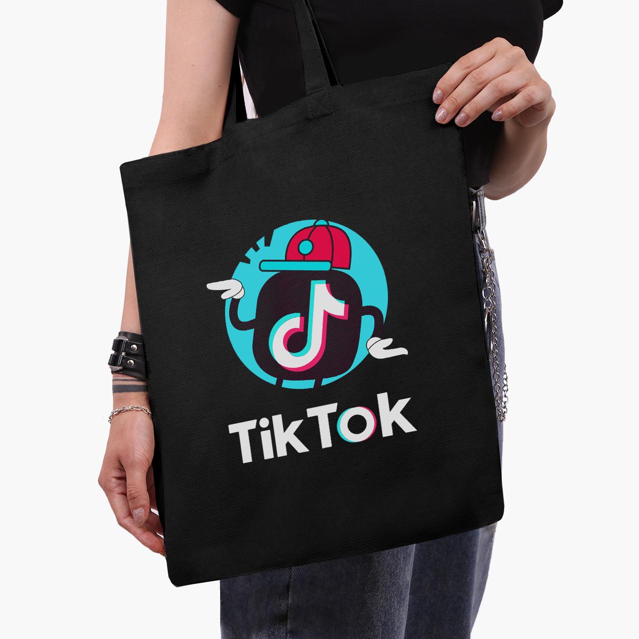 Эко сумка шоппер TikTok 41х35 см Черный (9227-1712-BK)