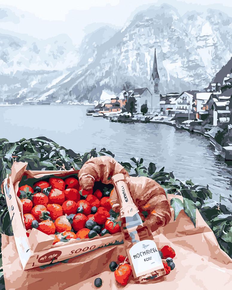 Картина за номерами Brushme Романтичний пікнік на тлі Хальштатт (GX26282) Картина за номерами Brushme Романтичний пікнік на тлі Хальштатт (GX26282)