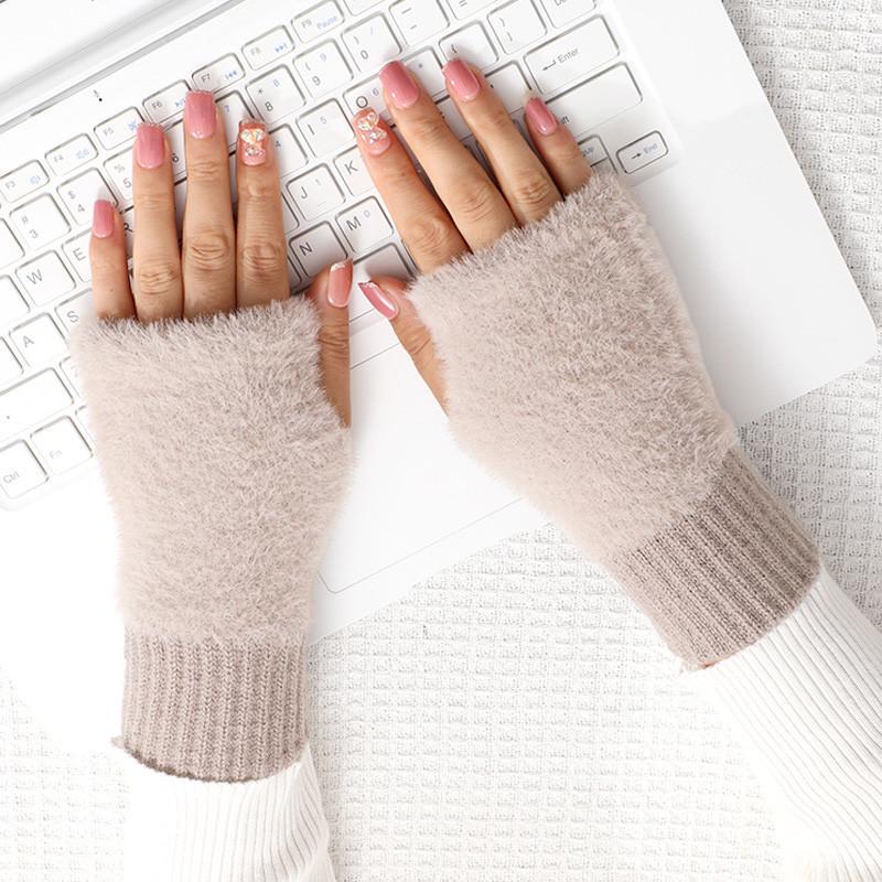 Митенки с мехом без пальцев One size Бежевый (2447) - фото 2