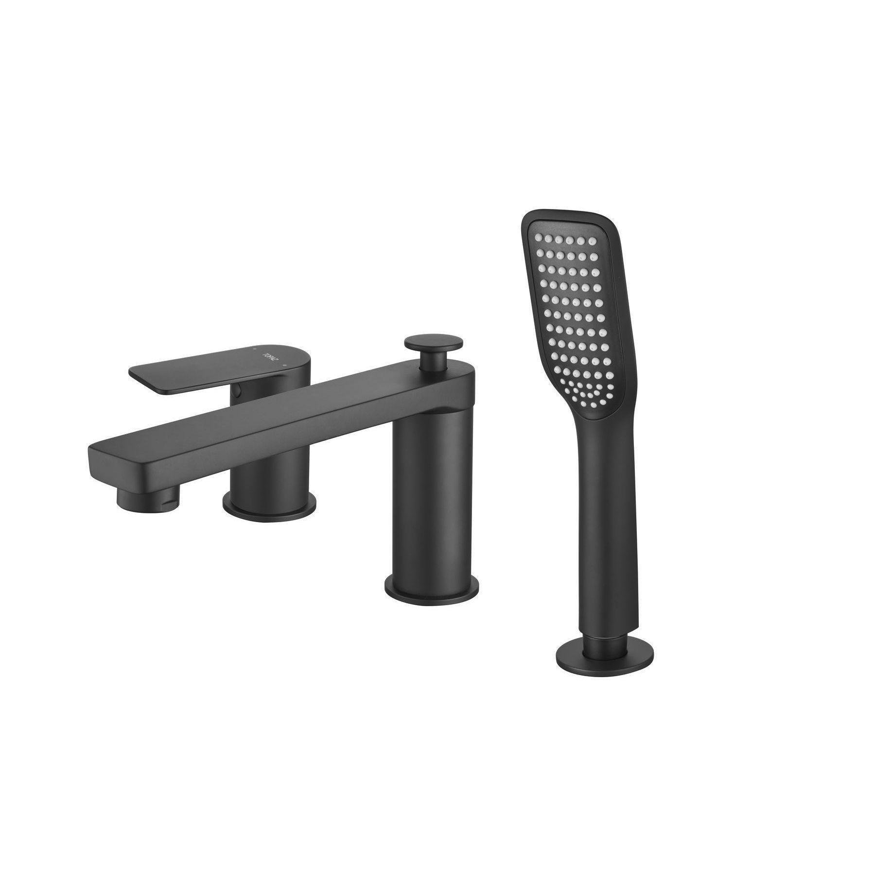 Змішувач на борт ванни TOPAZ SARDINIA Black з лійкою Чорний (20138)