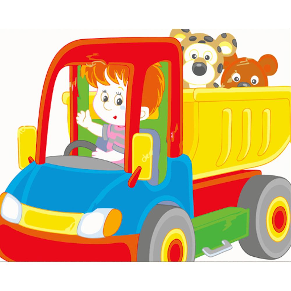 Картина за номерами Strateg Преміум Причіп зі звірами з лаком 30x40 см (SS6702)