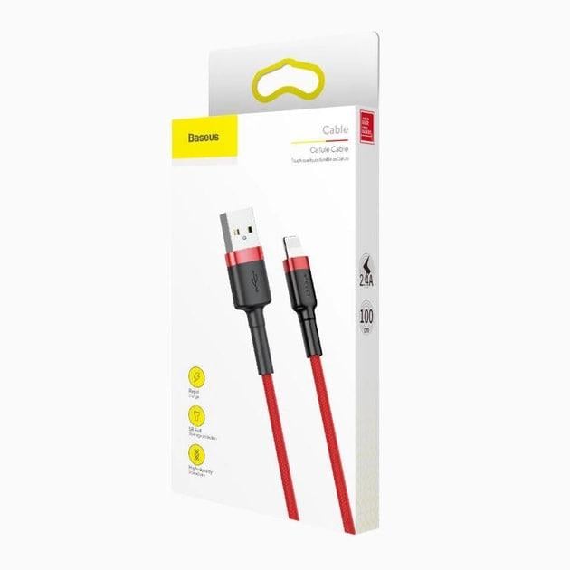 Кабель для быстрой зарядки BASEUS Cafule Cable USB to Lightning 2,4 A 1 м Red (CALKLF-B09) - фото 10