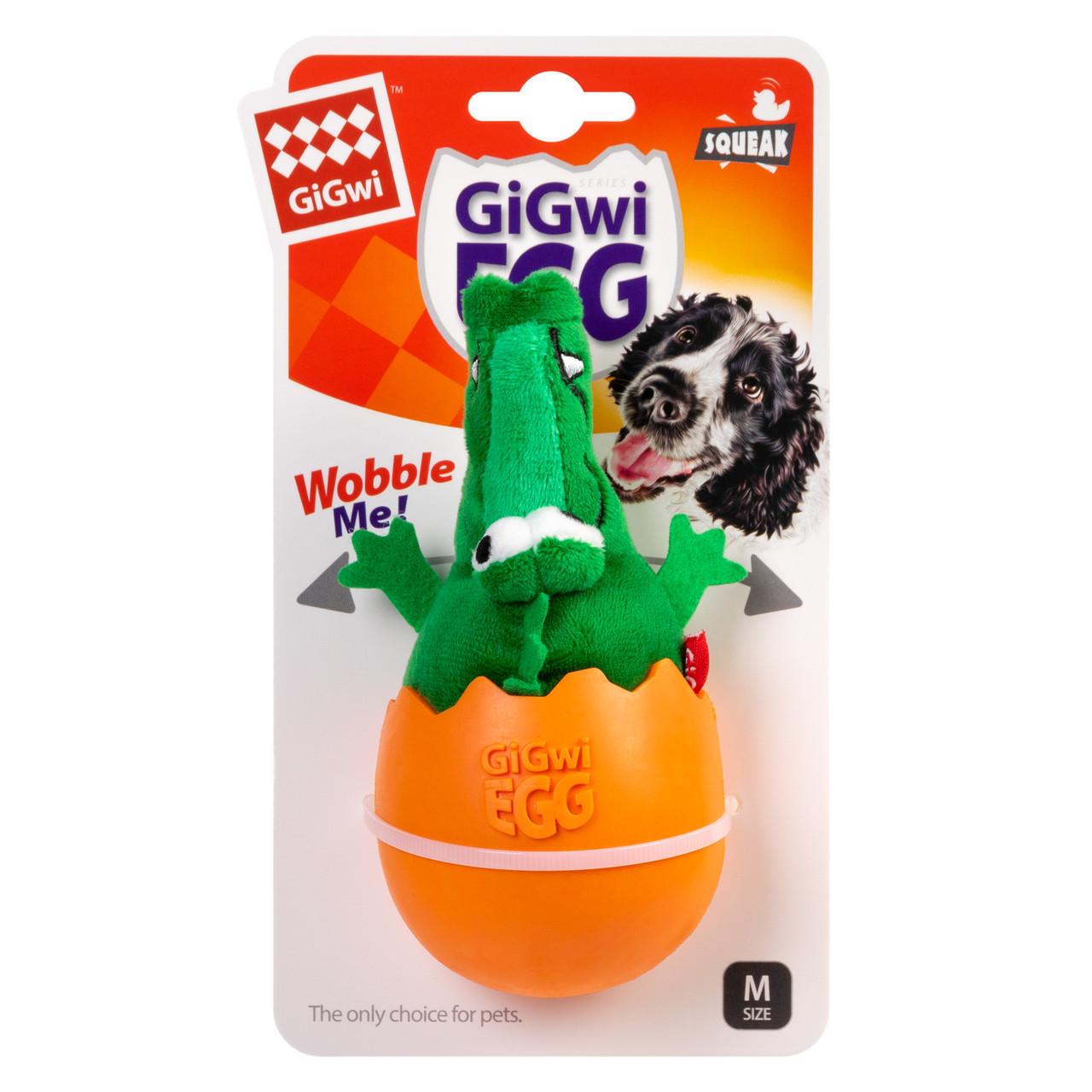 Игрушка для собак GiGwi EGG Крокодил-неваляшка с пищалкой текстиль/резина 14 см (2319)