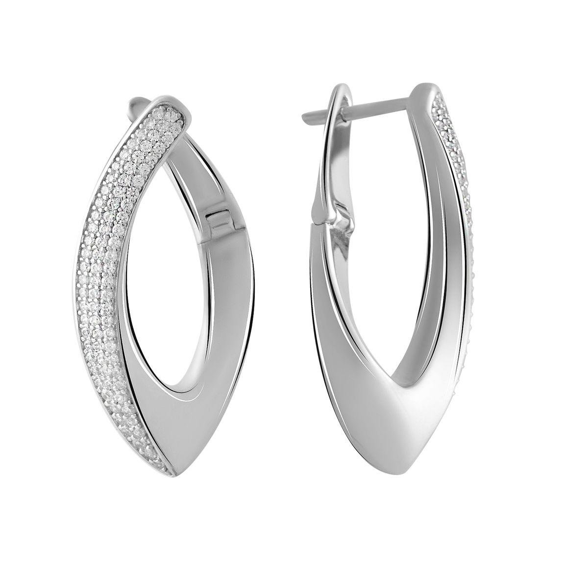 Сережки срібні витонченої форми з фіанітами Сережки срібні витонченої форми з фіанітами