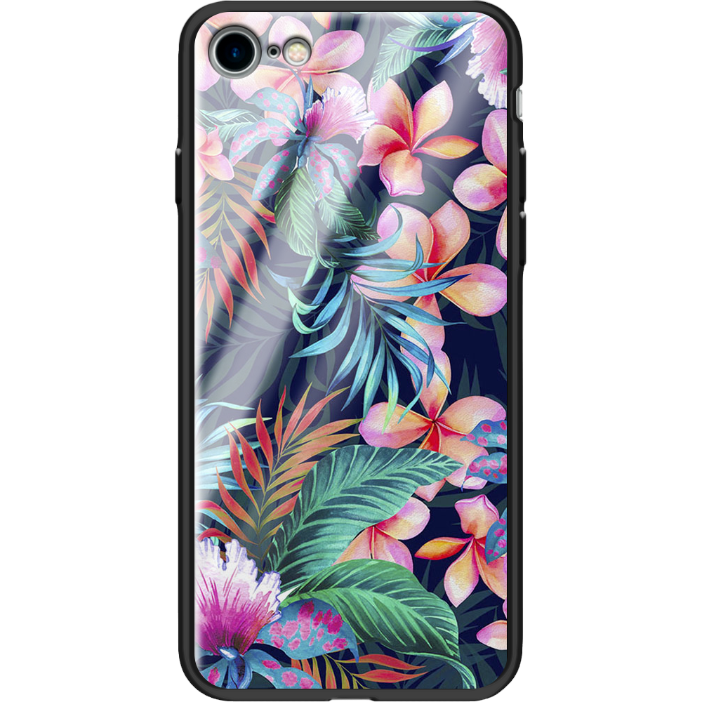 Чехол BoxFace Apple iPhone 7/8 SE  2020 flowers in the tropics Черный силикон со стеклом (26205-up1971-37543)