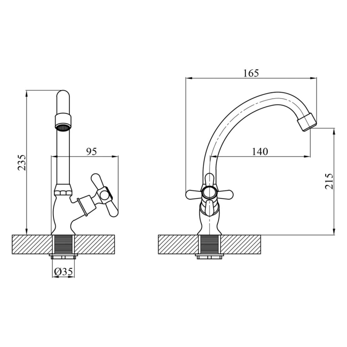 Монокран Agua Toledo C091 врізний одновентильний Хром (CV014922) - фото 4 Монокран Agua Toledo C091 врізний одновентильний Хром (CV014922) - фото 4