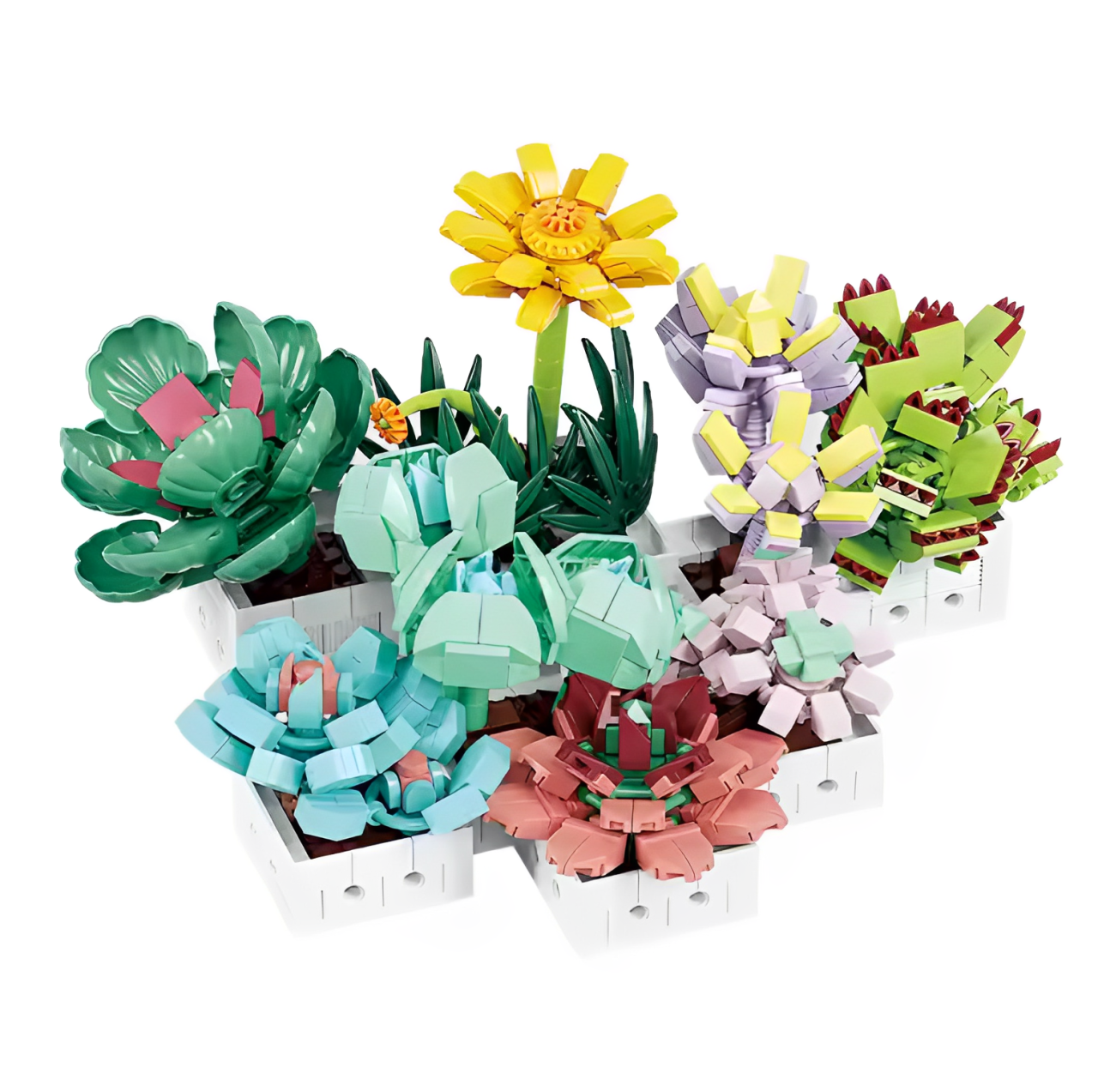 Конструктор детский Цветы суккуленты для девочки 977 дет. (22773788)