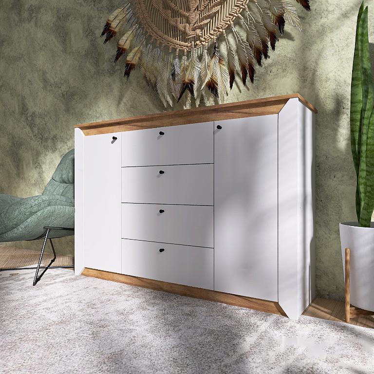 Комод для вещей Эверест Нордик-1400 Дуб крафт золотой/Белый (е-20636)