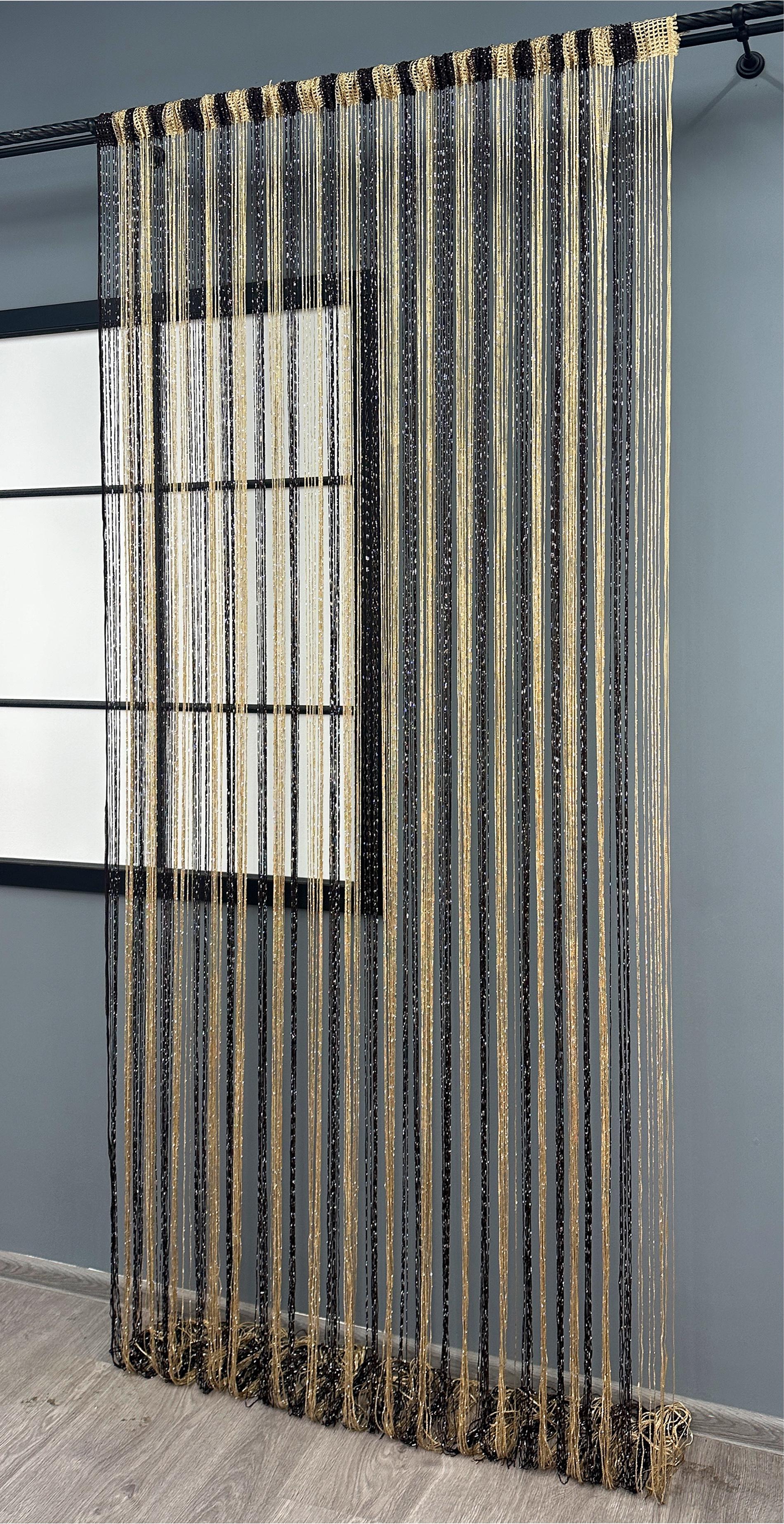 Шторы-нити с люрексом 300х300 см Венге/Бежевый (61-104) - фото 3