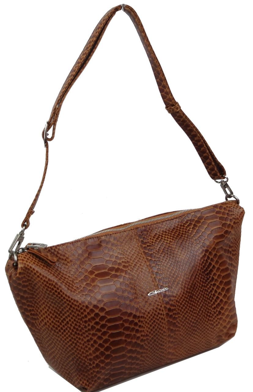 Сумка женская кожаная под рептилию Giorgio Ferretti 32432M4 Коричневый