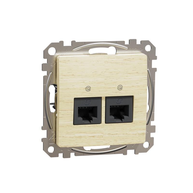 Розетка компьютерная Schneider Electric ABS-UV Sedna Design&Element RJ45 5е UTP двойная Береза (SDD180452)
